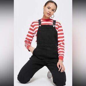 Topshop Black Denim Overalls
